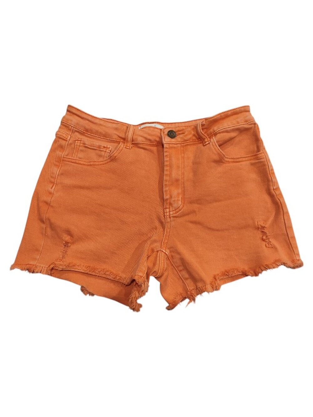 Grace & Lace Coral/Orange Distressed Denim Jean Shorts Size 6 (Small)